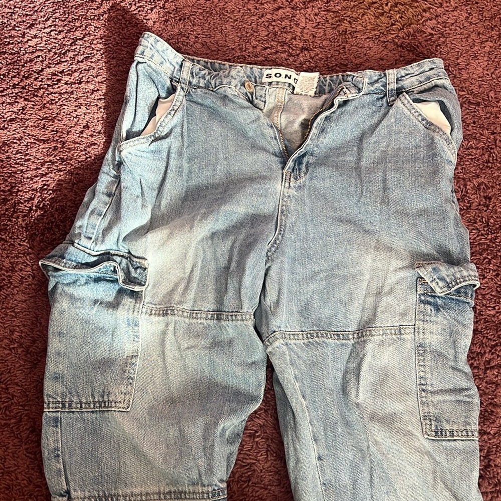 Zara Light Blue Denim Cargo Pants